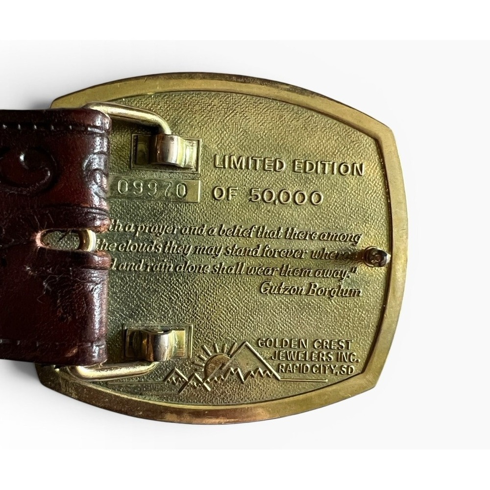Fallen Leather Belt Mount Rushmore 1991 Golden Anniversary Buckle Ltd 00970 RARE - Picture 9 of 11